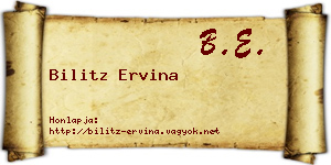 Bilitz Ervina névjegykártya